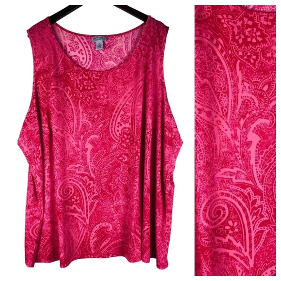 Maggie Barnes Tops - Maggie Barnes Catherines 4X 5X 30 32 Tank Top Shell Tunic Pink Floral Slvlss